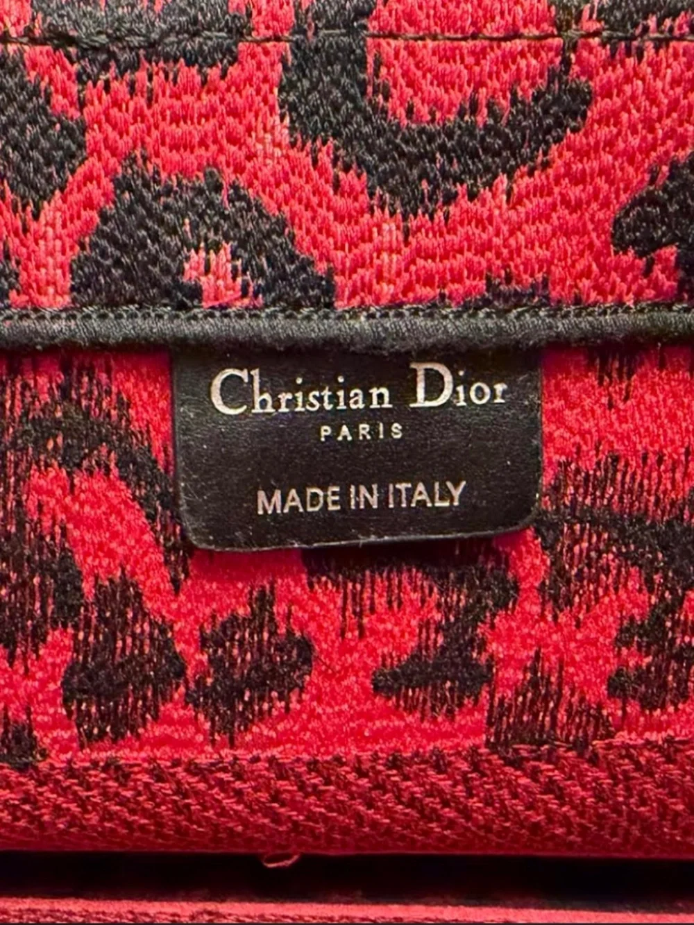Authentic Dior Book Tote Red Black Leopard Embroidered Large Bag